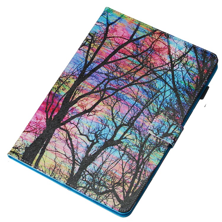 Pattern Printing Leather Wallet Stand Tablet Case for iPad 10.2 (2019) - Colorful Tree-4