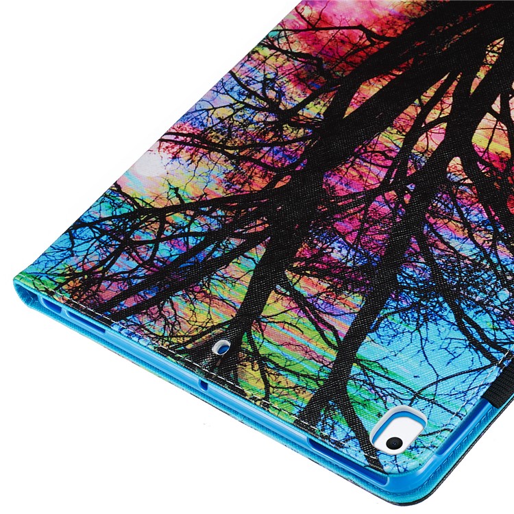 Pattern Printing Leather Wallet Stand Tablet Case for iPad 10.2 (2019) - Colorful Tree-5