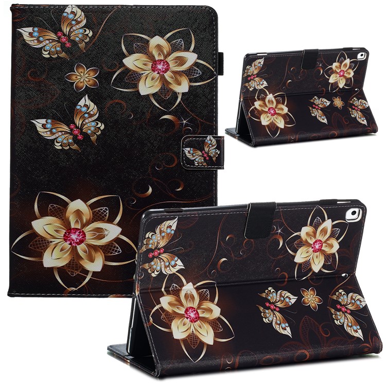 Pattern Printing Leather Wallet Stand Tablet Case for iPad 10.2 (2019) - Butterflies and Flowers-1