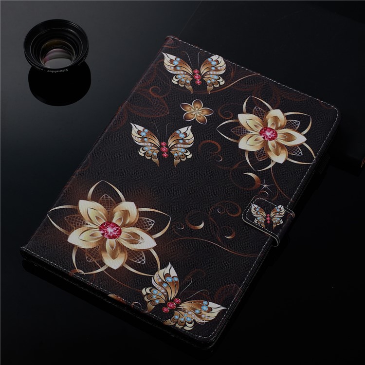 Pattern Printing Leather Wallet Stand Tablet Case for iPad 10.2 (2019) - Butterflies and Flowers-10