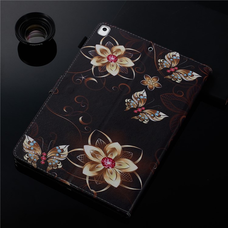 Pattern Printing Leather Wallet Stand Tablet Case for iPad 10.2 (2019) - Butterflies and Flowers-11
