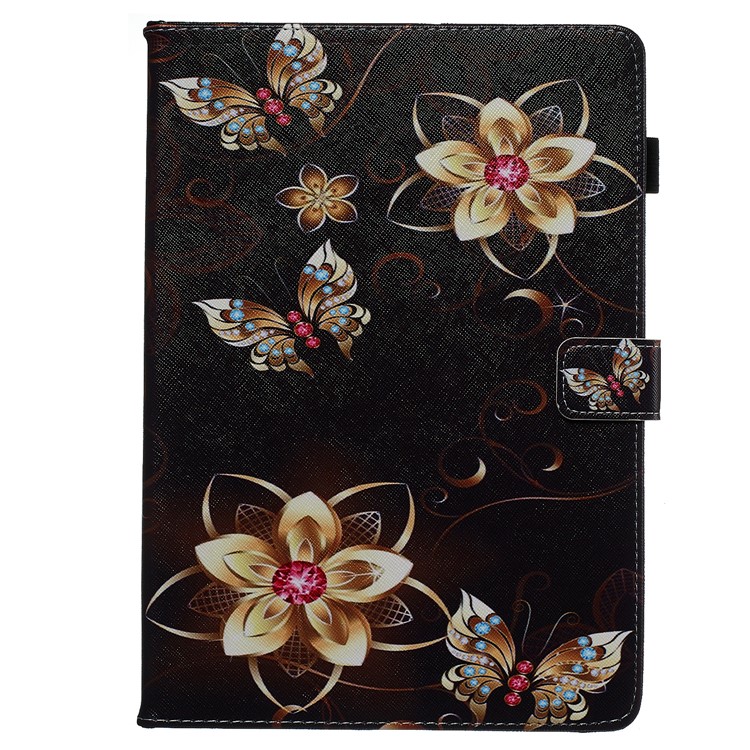 Pattern Printing Leather Wallet Stand Tablet Case for iPad 10.2 (2019) - Butterflies and Flowers-2