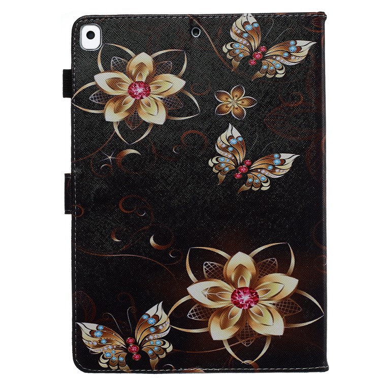 Pattern Printing Leather Wallet Stand Tablet Case for iPad 10.2 (2019) - Butterflies and Flowers-3