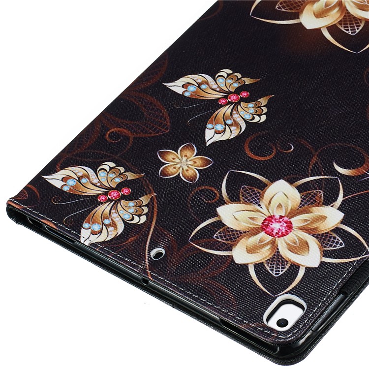 Pattern Printing Leather Wallet Stand Tablet Case for iPad 10.2 (2019) - Butterflies and Flowers-5