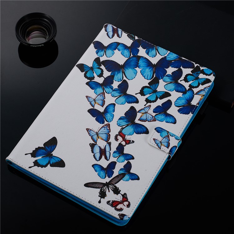 Pattern Printing Leather Wallet Stand Tablet Case for iPad 10.2 (2019) - Blue Butterflies-10