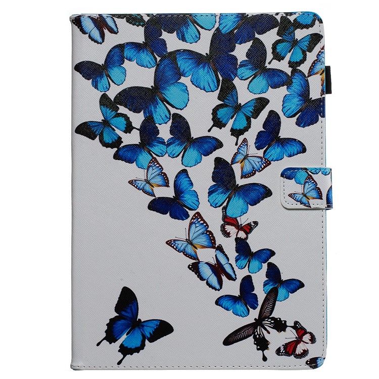 Pattern Printing Leather Wallet Stand Tablet Case for iPad 10.2 (2019) - Blue Butterflies-2