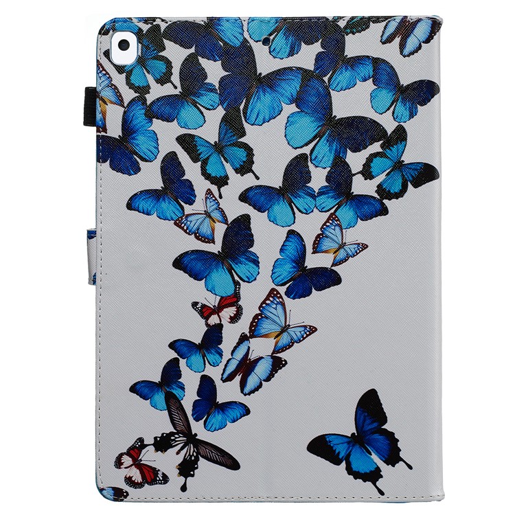 Pattern Printing Leather Wallet Stand Tablet Case for iPad 10.2 (2019) - Blue Butterflies-3