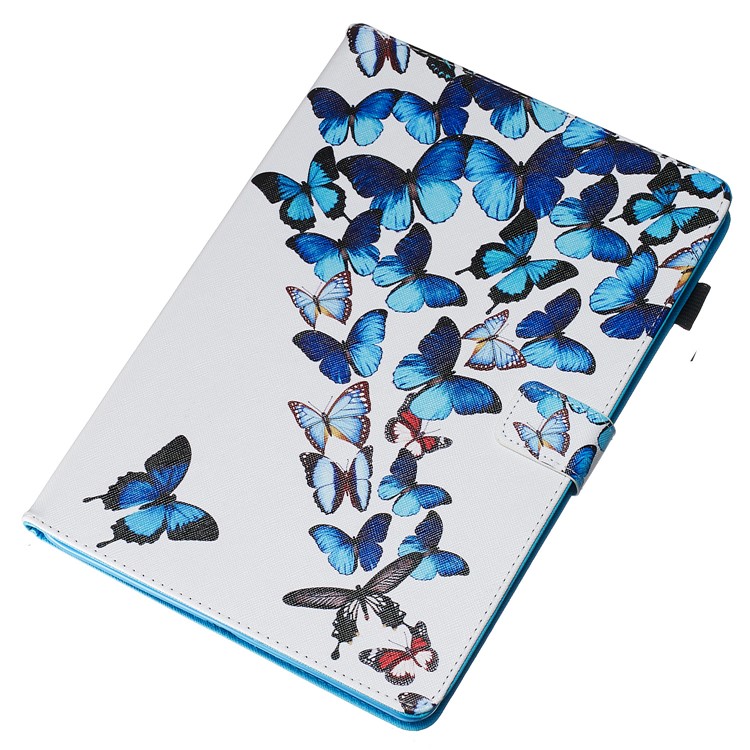 Pattern Printing Leather Wallet Stand Tablet Case for iPad 10.2 (2019) - Blue Butterflies-4
