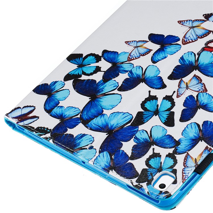 Pattern Printing Leather Wallet Stand Tablet Case for iPad 10.2 (2019) - Blue Butterflies-7