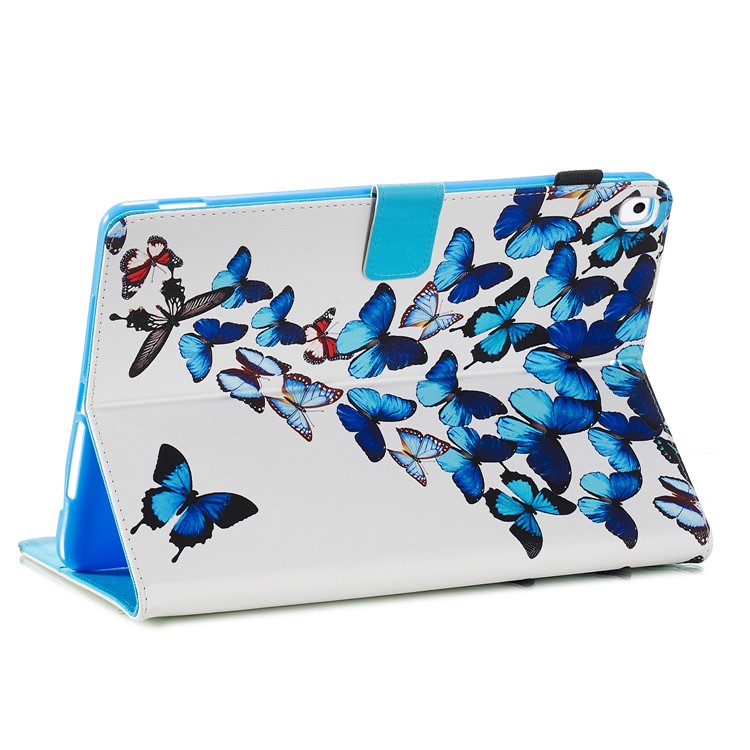 Pattern Printing Leather Wallet Stand Tablet Case for iPad 10.2 (2019) - Blue Butterflies-8