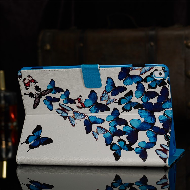 Pattern Printing Leather Wallet Stand Tablet Case for iPad 10.2 (2019) - Blue Butterflies-9