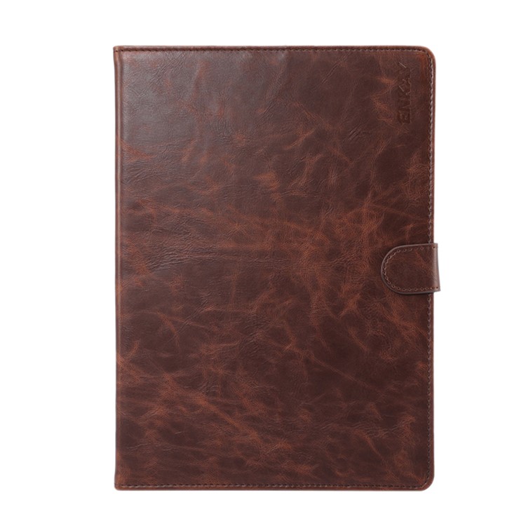ENKAY for iPad 10.2 (2019) Crazy Horse Texture PU Leather Wallet Stand Auto-wake/sleep Casing Shell - Dark Brown-1