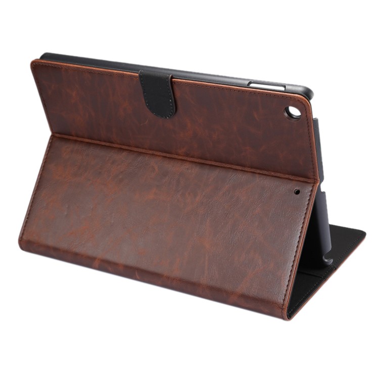 ENKAY for iPad 10.2 (2019) Crazy Horse Texture PU Leather Wallet Stand Auto-wake/sleep Casing Shell - Dark Brown-3