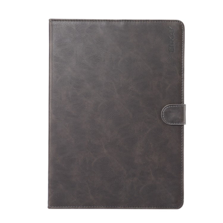 ENKAY for iPad 10.2 (2019) Crazy Horse Texture PU Leather Wallet Stand Auto-wake/sleep Casing Shell - Grey-1