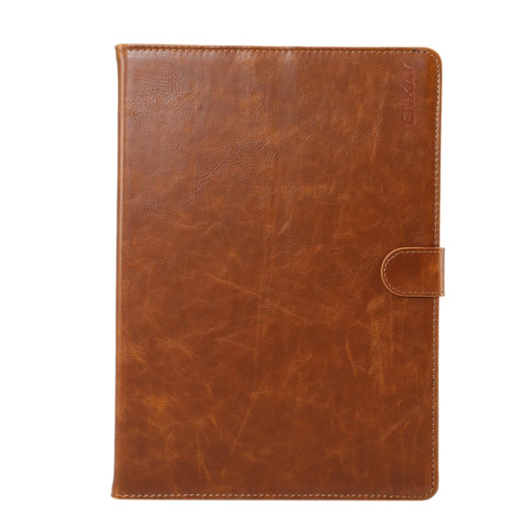 ENKAY for iPad 10.2 (2019) Crazy Horse Texture PU Leather Wallet Stand Auto-wake/sleep Casing Shell - Light Brown-1