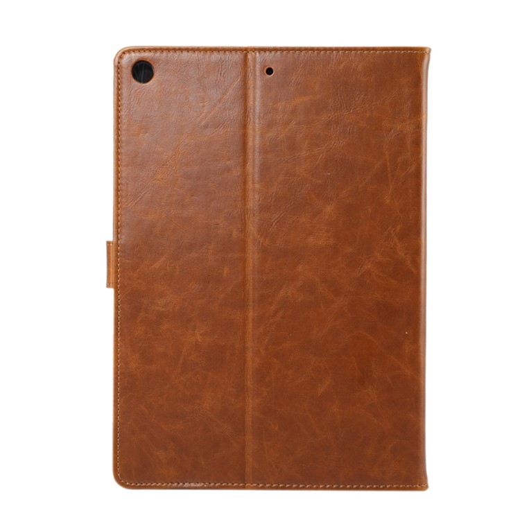 ENKAY for iPad 10.2 (2019) Crazy Horse Texture PU Leather Wallet Stand Auto-wake/sleep Casing Shell - Light Brown-2