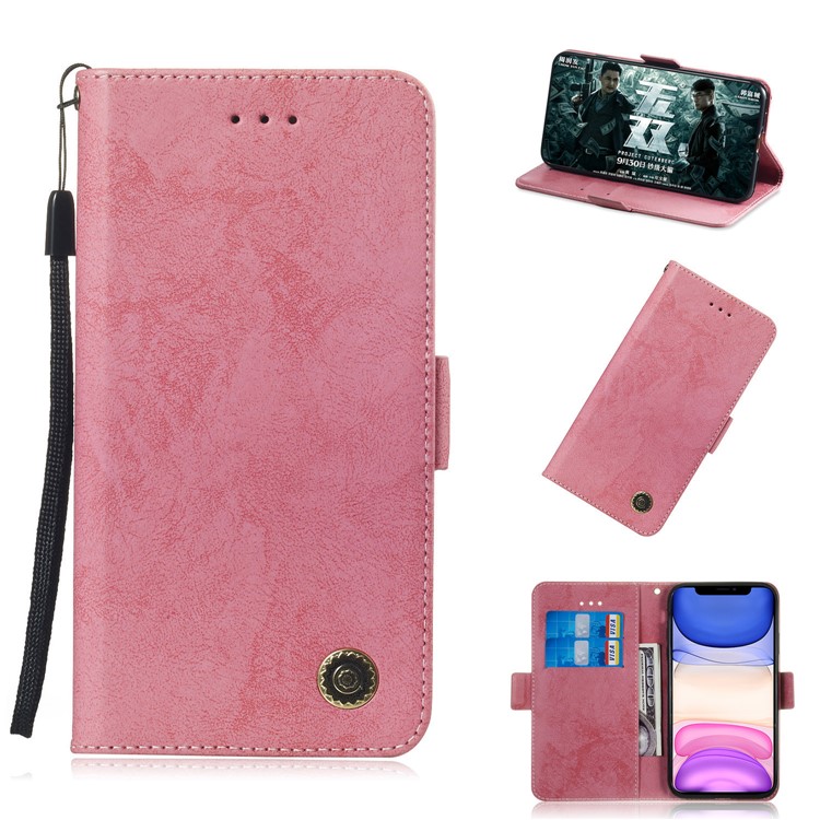 Retro Leather Wallet Case Shell for iPhone 11 6.1 inch - Pink-1