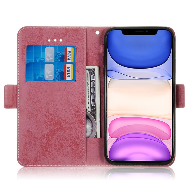 Retro Leather Wallet Case Shell for iPhone 11 6.1 inch - Pink-8