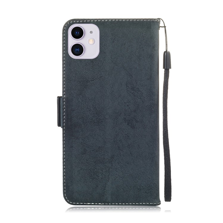 Retro Leather Wallet Case Shell for iPhone 11 6.1 inch - Dark Blue-3
