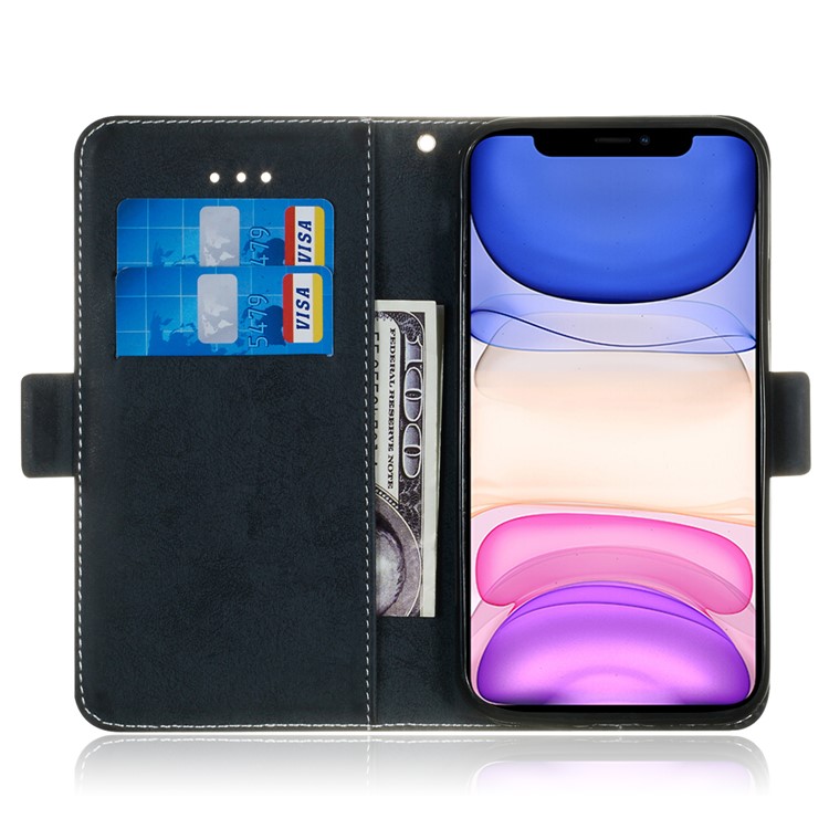 Retro Leather Wallet Case Shell for iPhone 11 6.1 inch - Dark Blue-8