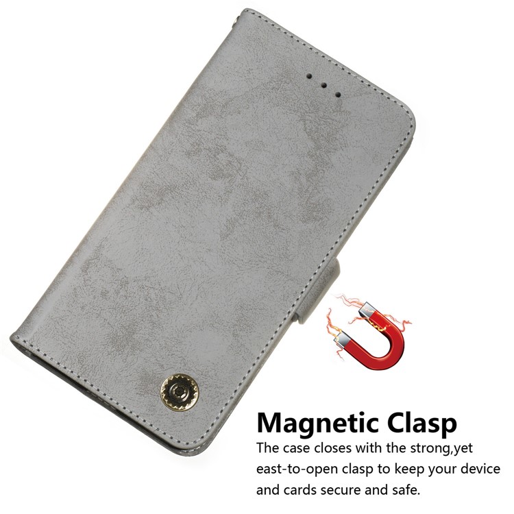 Retro Surface PU Leather Wallet Phone Cover for iPhone 11 Pro Max 6.5 inch - Grey-5