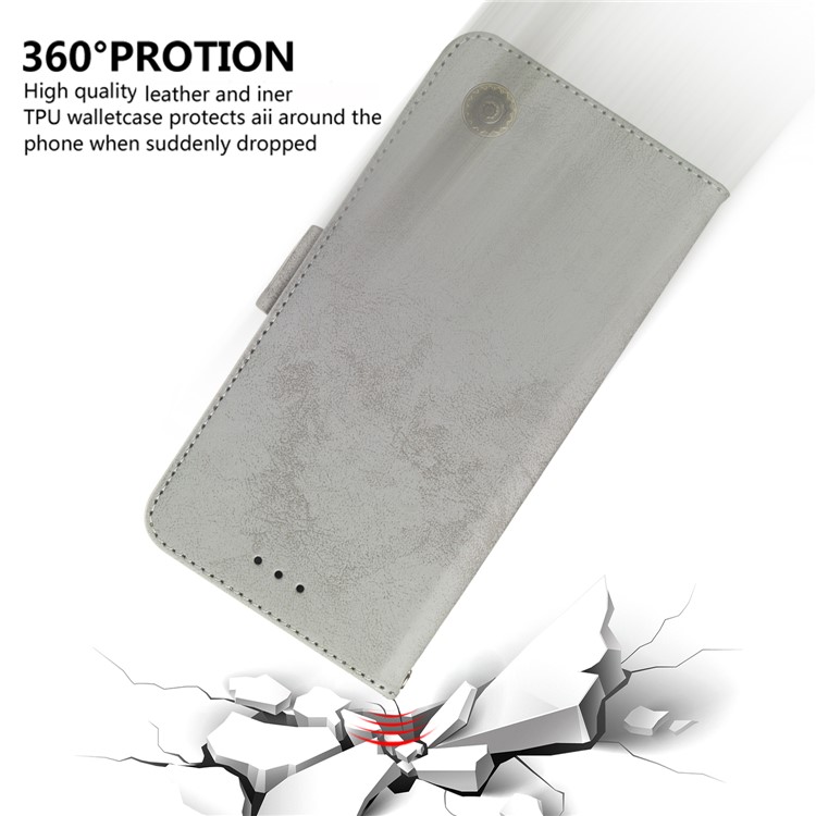 Retro Surface PU Leather Wallet Phone Cover for iPhone 11 Pro Max 6.5 inch - Grey-6