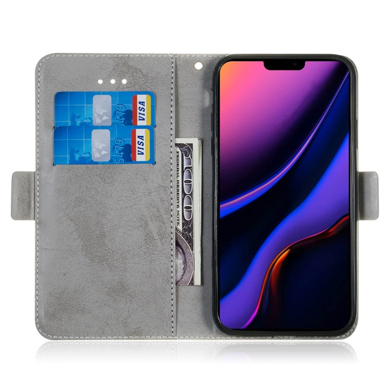 Retro Surface PU Leather Wallet Phone Cover for iPhone 11 Pro Max 6.5 inch - Grey-8