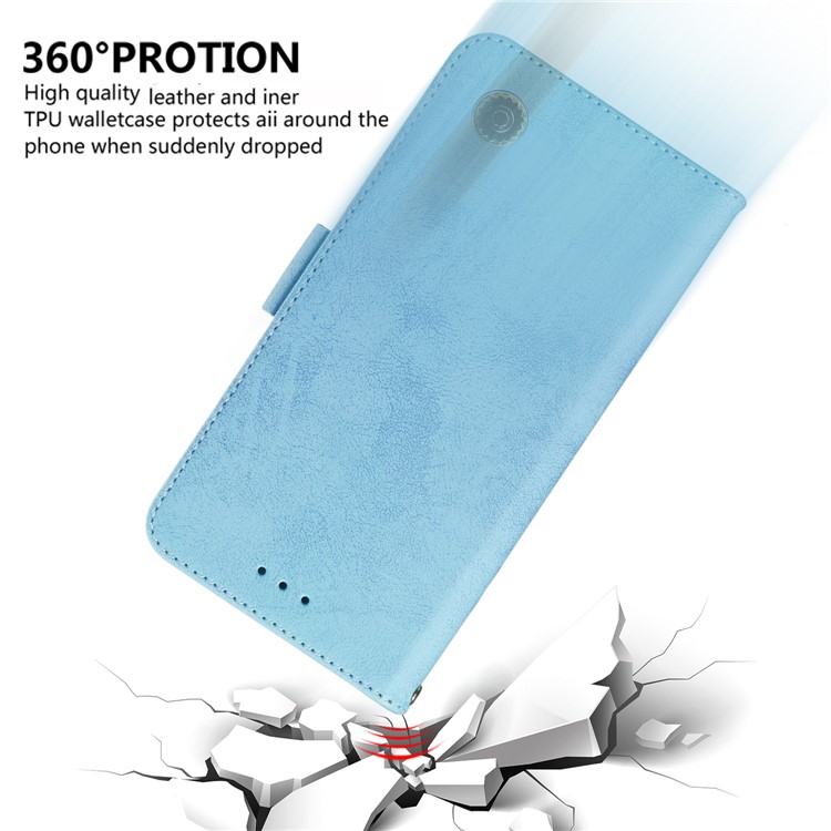 Retro Surface PU Leather Wallet Phone Cover for iPhone 11 Pro Max 6.5 inch - Baby Blue-6