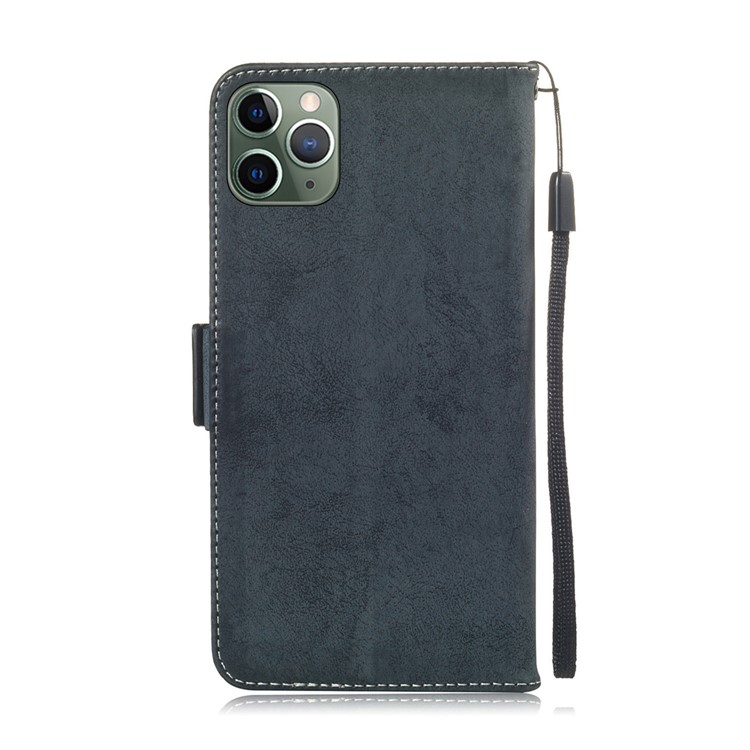 Retro Surface PU Leather Wallet Phone Cover for iPhone 11 Pro Max 6.5 inch - Dark Blue-3
