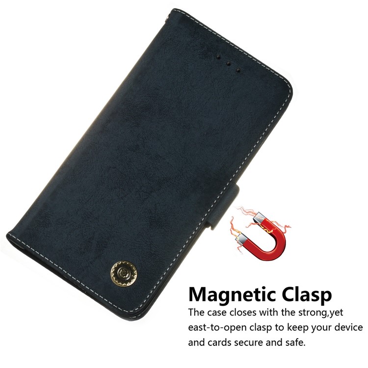 Retro Surface PU Leather Wallet Phone Cover for iPhone 11 Pro Max 6.5 inch - Dark Blue-5