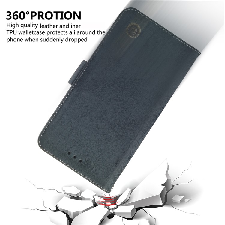 Retro Surface PU Leather Wallet Phone Cover for iPhone 11 Pro Max 6.5 inch - Dark Blue-6