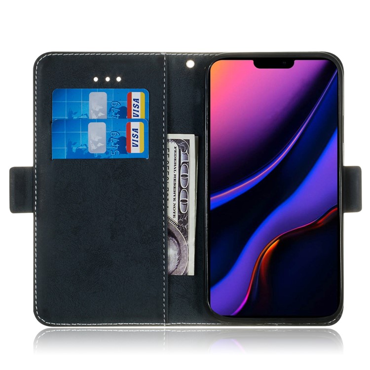 Retro Surface PU Leather Wallet Phone Cover for iPhone 11 Pro Max 6.5 inch - Dark Blue-8