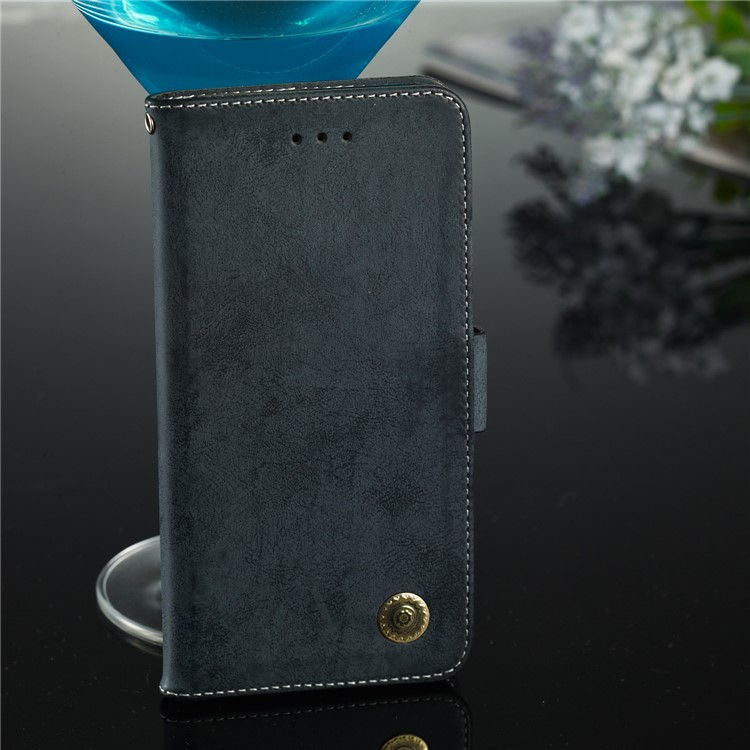 Retro Surface PU Leather Wallet Phone Cover for iPhone 11 Pro Max 6.5 inch - Dark Blue-9
