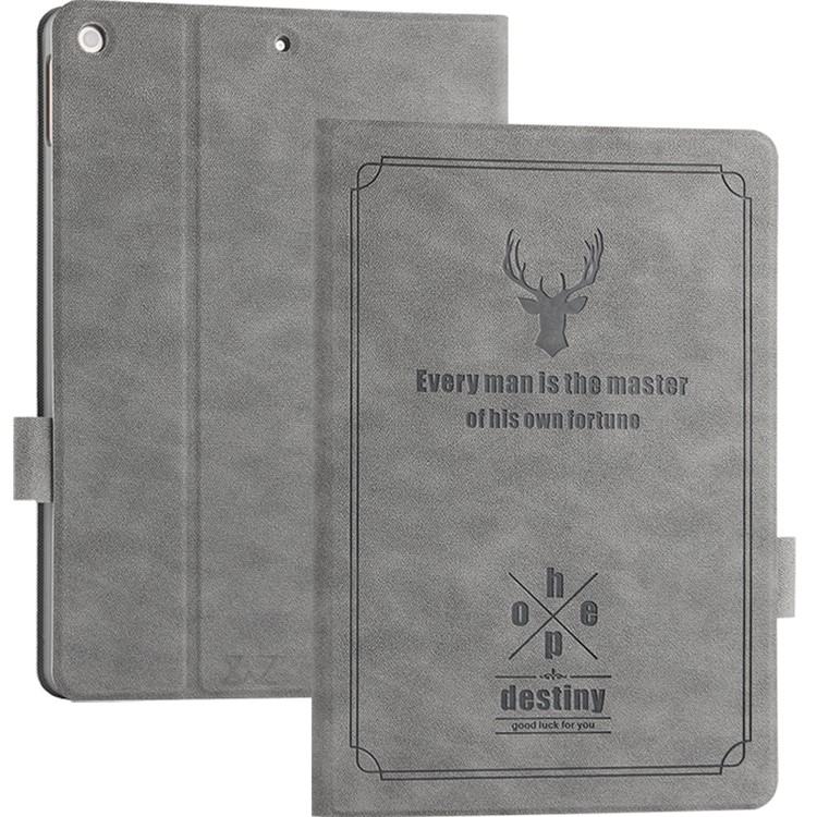 Deer Imprint Skin Ultra-thin PU Leather + PC Tablet Casing Shell for iPad 10.2 (2019) - Grey-1