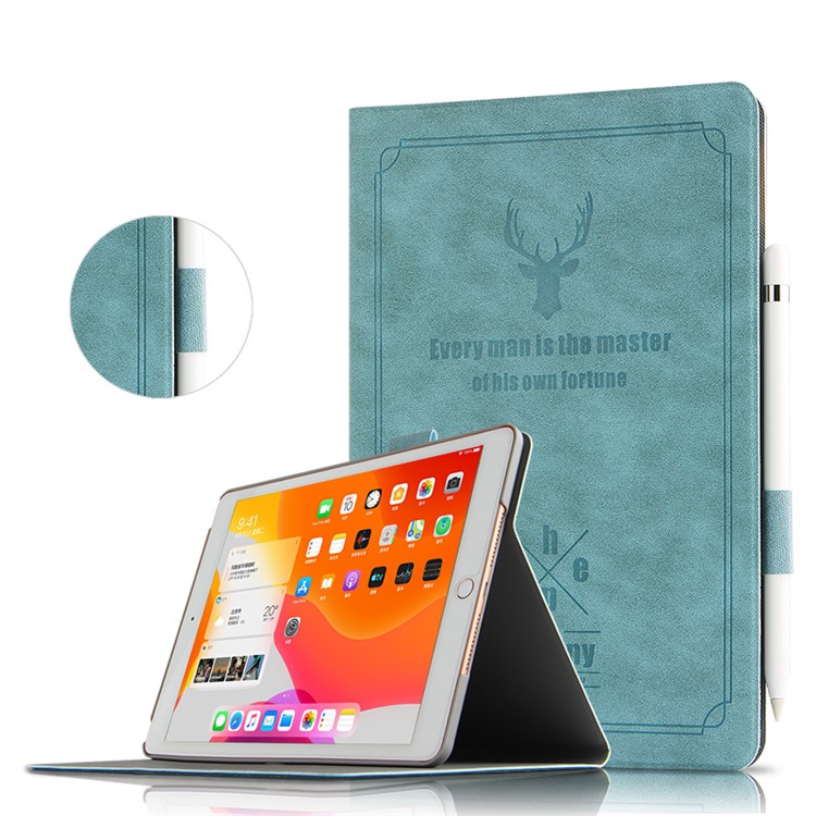 Skin Imprint Deer Skin Ultra-sottile in Pelle PU + PC Cashing Shell Per Ipad 10.2 (2021)/(2020)/(2019) - Verde-4