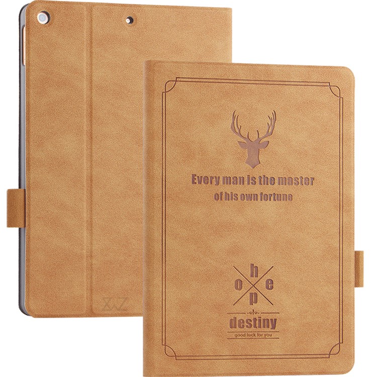 Deer Imprint Skin Ultra-thin PU Leather + PC Tablet Casing Shell for iPad 10.2 (2019) - Brown-1