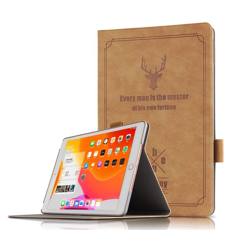 Deer Imprint Skin Ultra-thin PU Leather + PC Tablet Casing Shell for iPad 10.2 (2019) - Brown-5