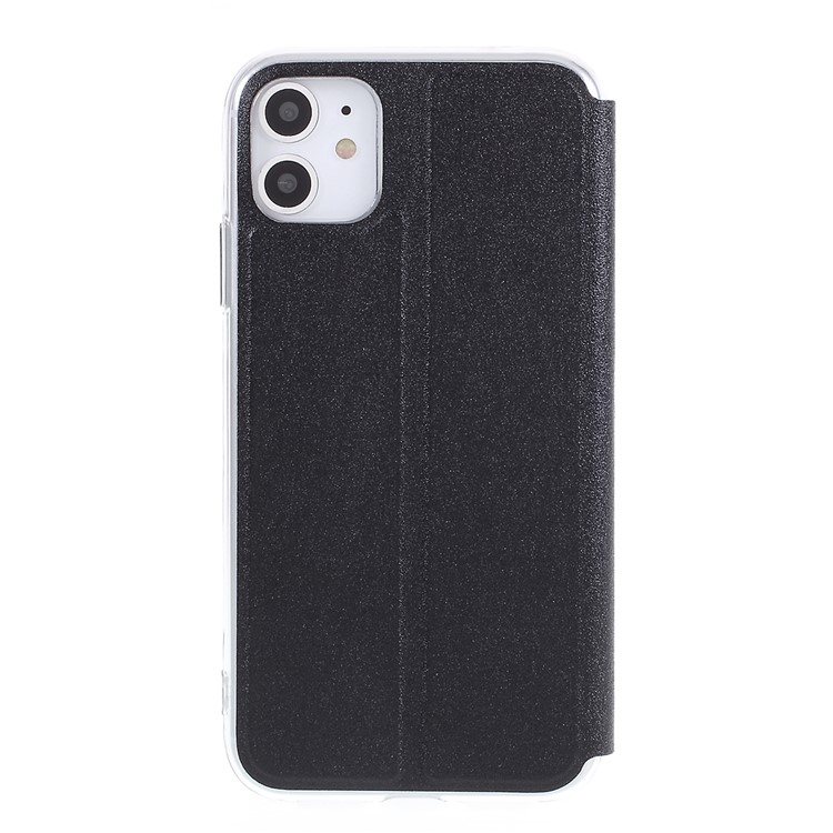 View Window Touch Slide Leather Stand Phone Cover Casing for iPhone 11 6.1 inch - Black-3