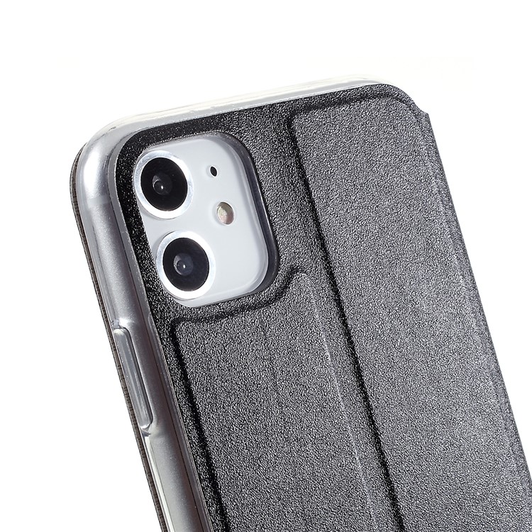 View Window Touch Slide Leather Stand Phone Cover Casing for iPhone 11 6.1 inch - Black-5