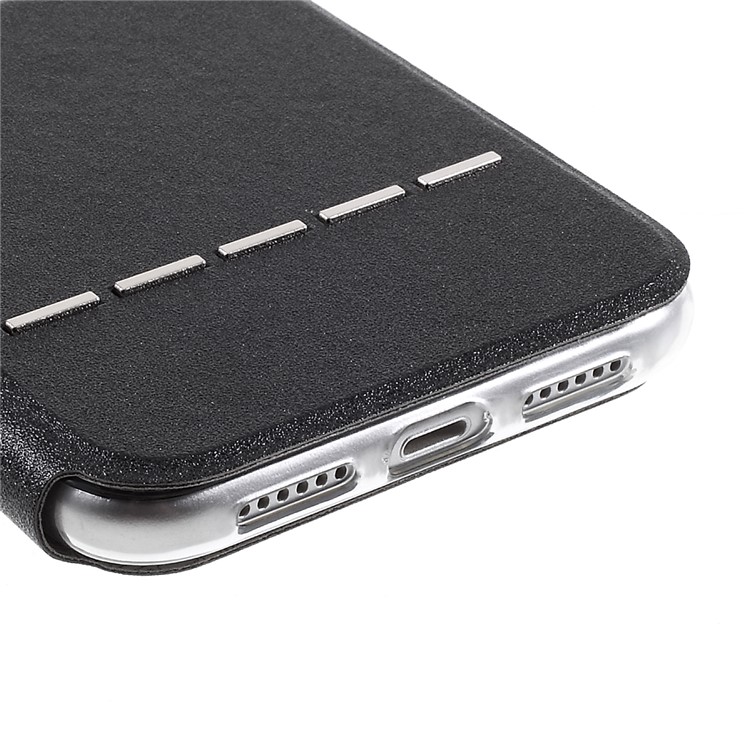 View Window Touch Slide Leather Stand Phone Cover Casing for iPhone 11 6.1 inch - Black-6