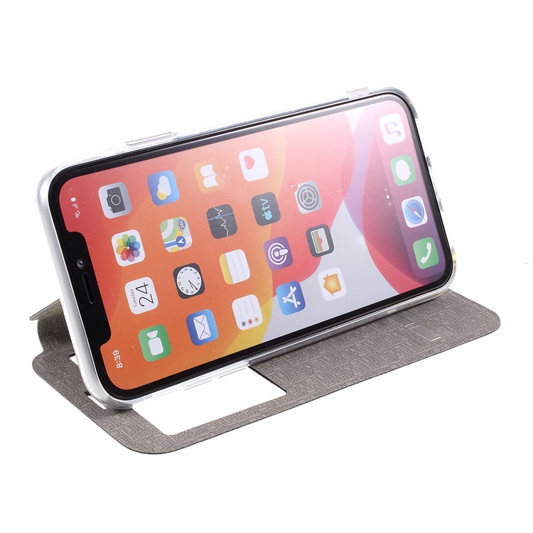 View Window Touch Slide Leather Stand Phone Cover Casing for iPhone 11 6.1 inch - Black-7
