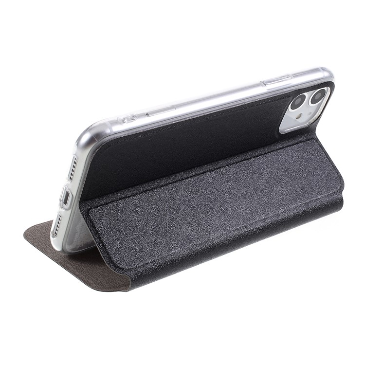View Window Touch Slide Leather Stand Phone Cover Casing for iPhone 11 6.1 inch - Black-8