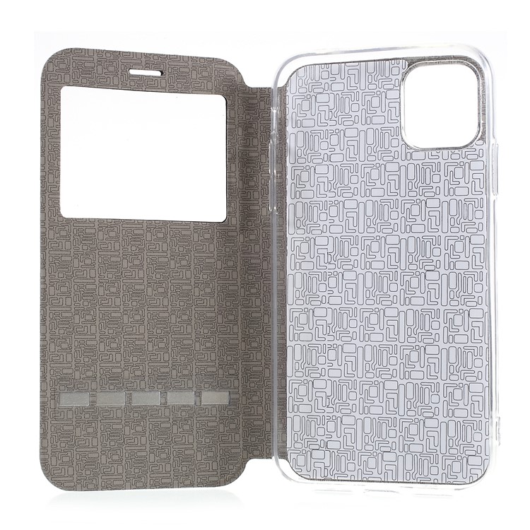 View Window Touch Slide Leather Stand Phone Cover Casing for iPhone 11 6.1 inch - Black-9