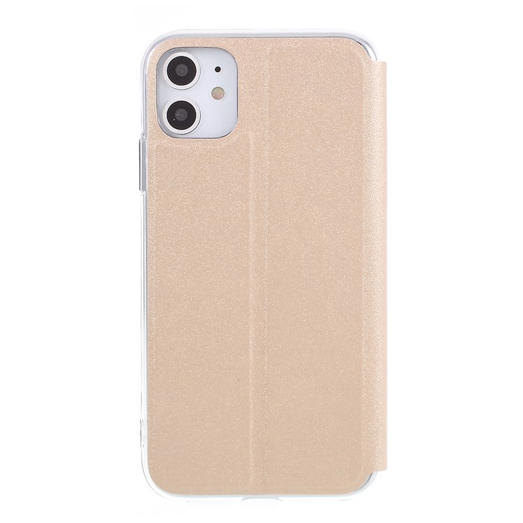 View Window Touch Slide Leather Stand Phone Cover Casing for iPhone 11 6.1 inch - Gold-2