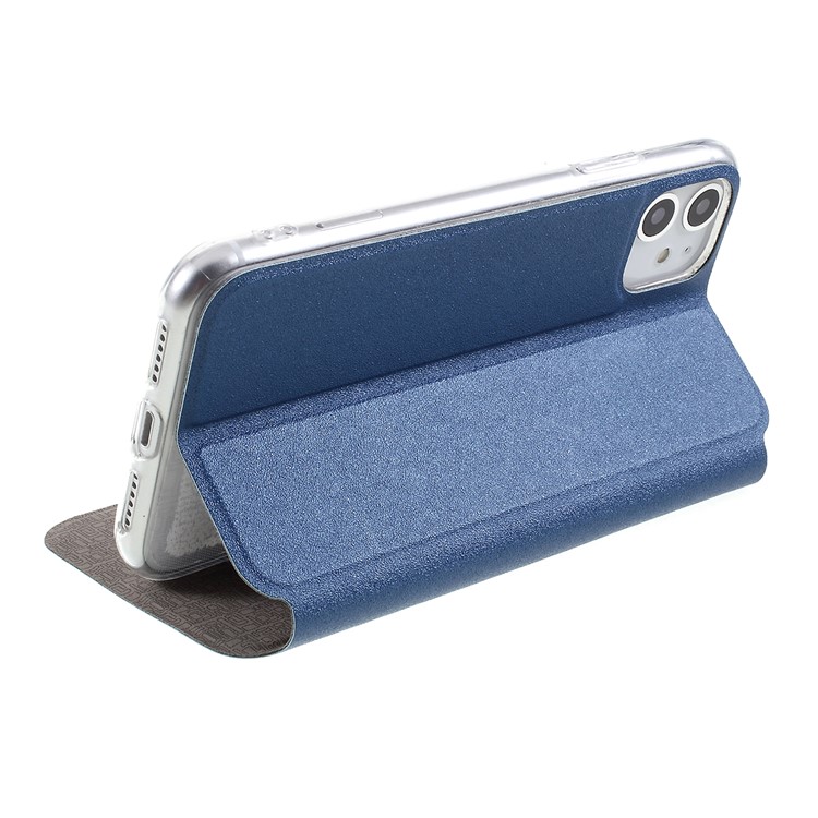 View Window Touch Slide Leather Stand Phone Cover Casing for iPhone 11 6.1 inch - Blue-4