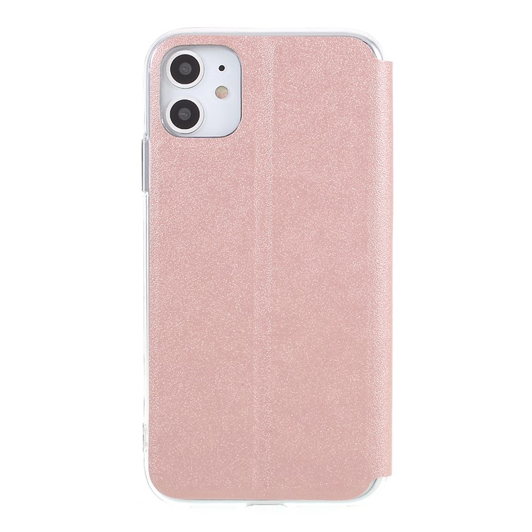 View Window Touch Slide Leather Stand Phone Cover Casing for iPhone 11 6.1 inch - Rose Gold-2