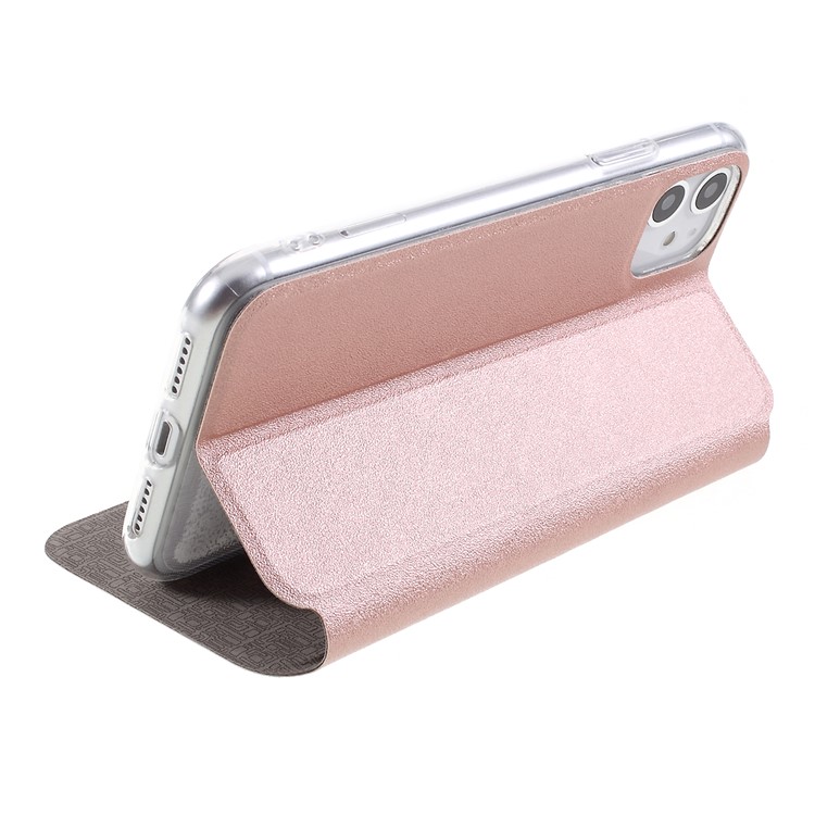 View Window Touch Slide Leather Stand Phone Cover Casing for iPhone 11 6.1 inch - Rose Gold-5