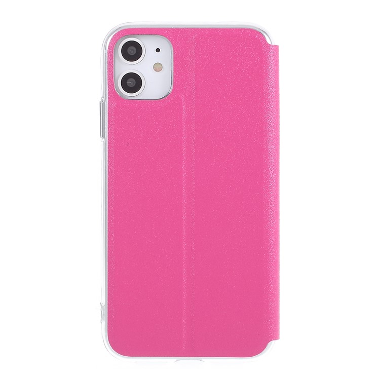 Finestra In Pelle Tocco Di Scorrimento Del Basamento Del Telefono Cassa Copertura Per L'iphone 11 Da 6.1 Pollici - Rosa-2