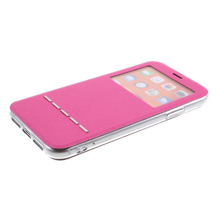 Finestra In Pelle Tocco Di Scorrimento Del Basamento Del Telefono Cassa Copertura Per L'iphone 11 Da 6.1 Pollici - Rosa-3