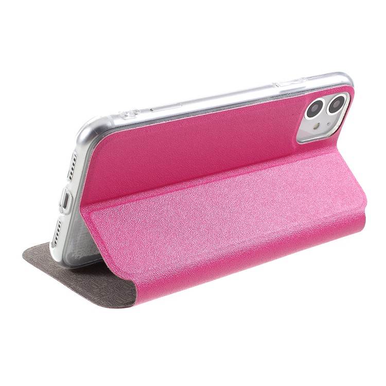 Finestra In Pelle Tocco Di Scorrimento Del Basamento Del Telefono Cassa Copertura Per L'iphone 11 Da 6.1 Pollici - Rosa-4